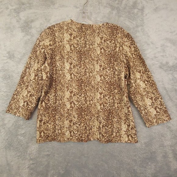 Laura Ashley Womens Blouse Top Shirt Brown Pullover V Neck Printed 3/4 Sleeve PM - Picture 2 of 10